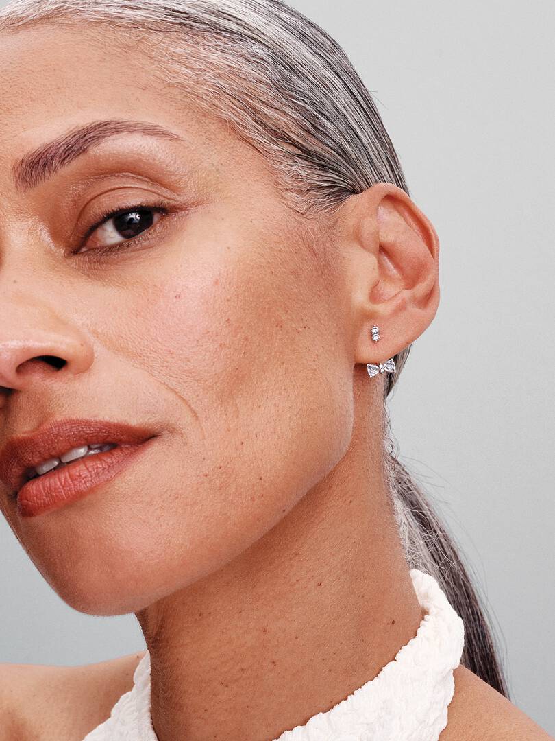 FINAL SALE - Sparkling Bow Drop Earrings Sterling silver