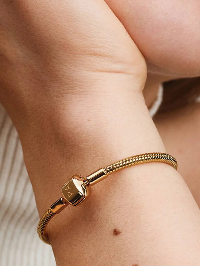 Barrel Clasp Snake Chain Bracelet 14k gold plating