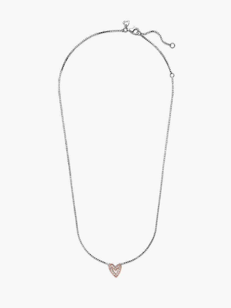 FINAL SALE - Sparkling Freehand Heart Necklace Sterling silver, 14k rose gold plating