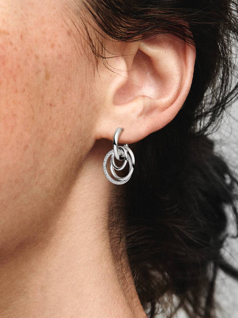 Family Always Encircled Hoop Earrings Sterling silver