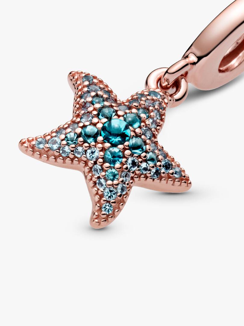 FINAL SALE - Sparkling Starfish Dangle Charm 14k rose gold plating