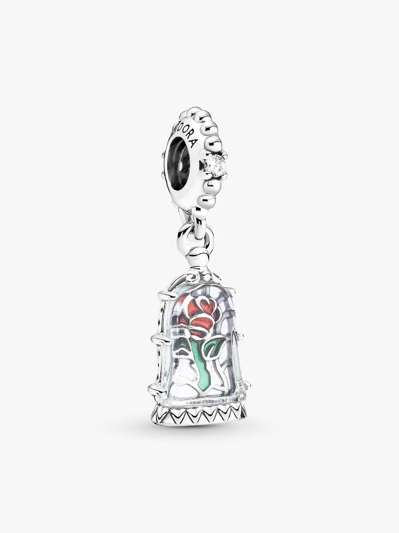 Disney Beauty and the Beast Enchanted Rose Dangle Charm Sterling silver