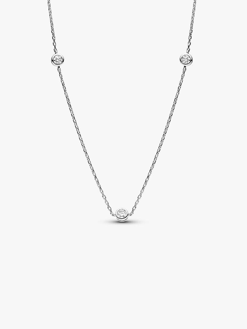 FINAL SALE - Pandora Era Bezel Sterling Silver Lab-grown Diamond Station Necklace 0.30 ct TW, Sterling silver