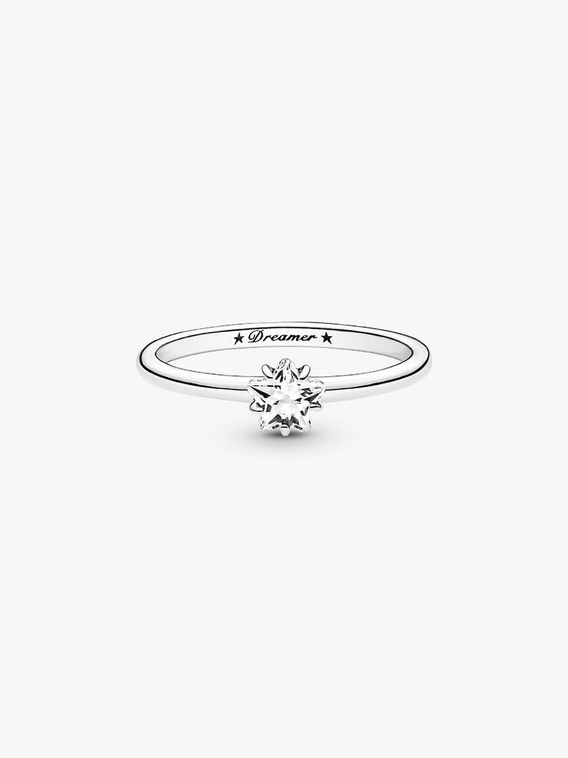 Celestial Sparkling Star Solitaire Ring Sterling silver