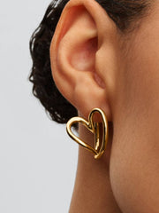 Organically Shaped Heart Hoop Earrings 14k gold plating