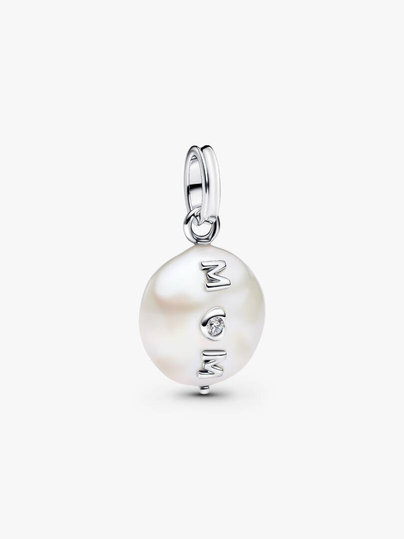 FINAL SALE - Treated Freshwater Cultured Baroque Pearl Mom Dangle Charm Sterling silver