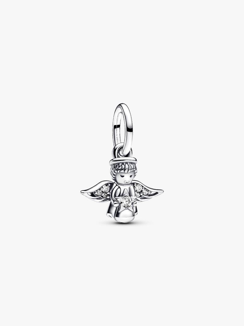 FINAL SALE - Sparkling Angel Dangle Charm Sterling silver