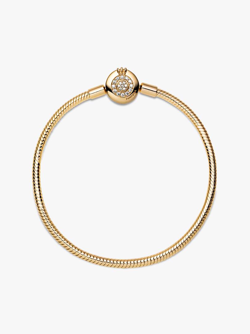 Pandora Moments Sparkling Crown O Snake Chain Bracelet 14k gold plating