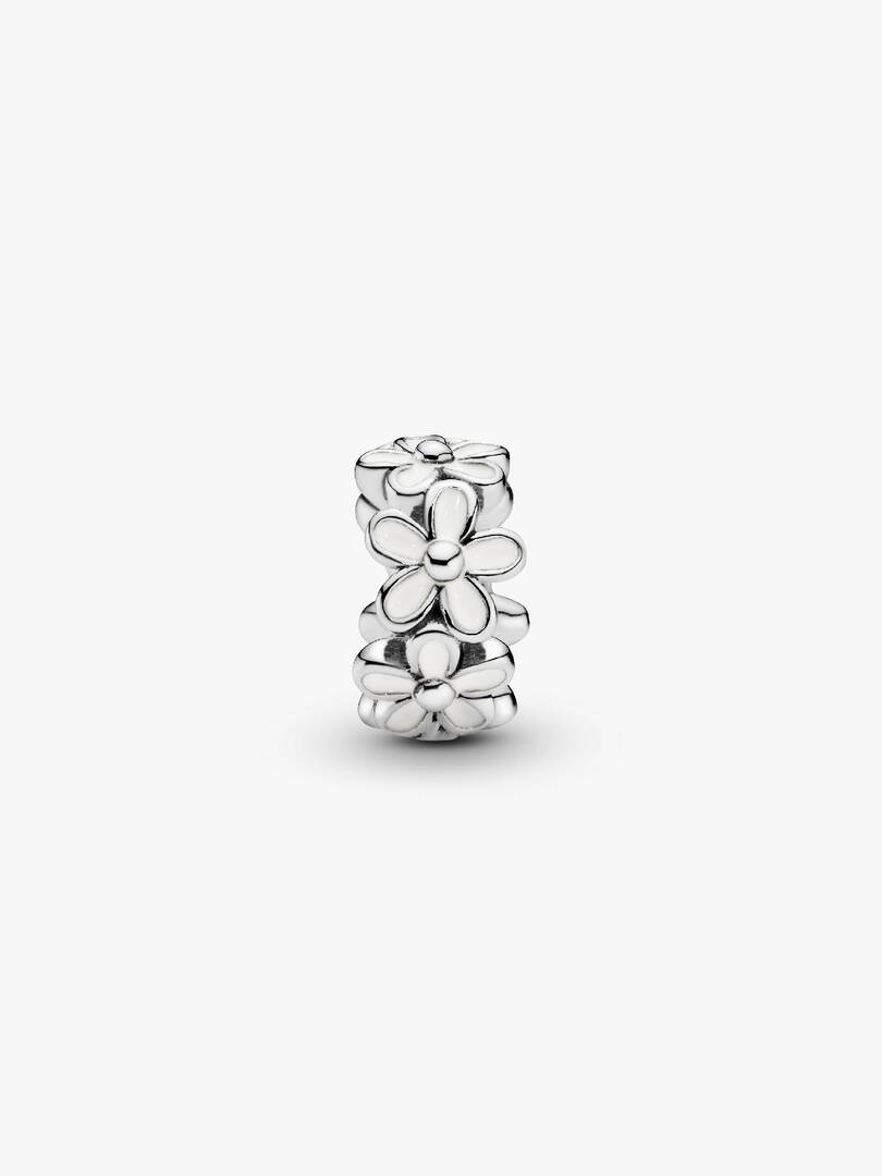 White Daisy Flower Spacer Charm Sterling silver