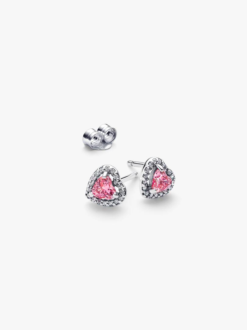 Elevated Pink Heart Stud Earrings Sterling silver