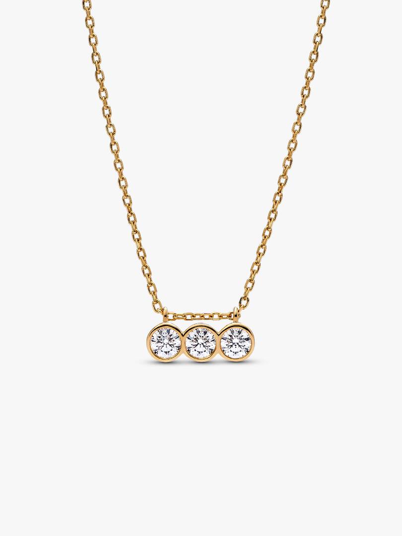 FINAL SALE - Pandora Era Bezel 14k Gold Triple Lab-grown Diamond Pendant Necklace 0.45 ct TW, 14k gold