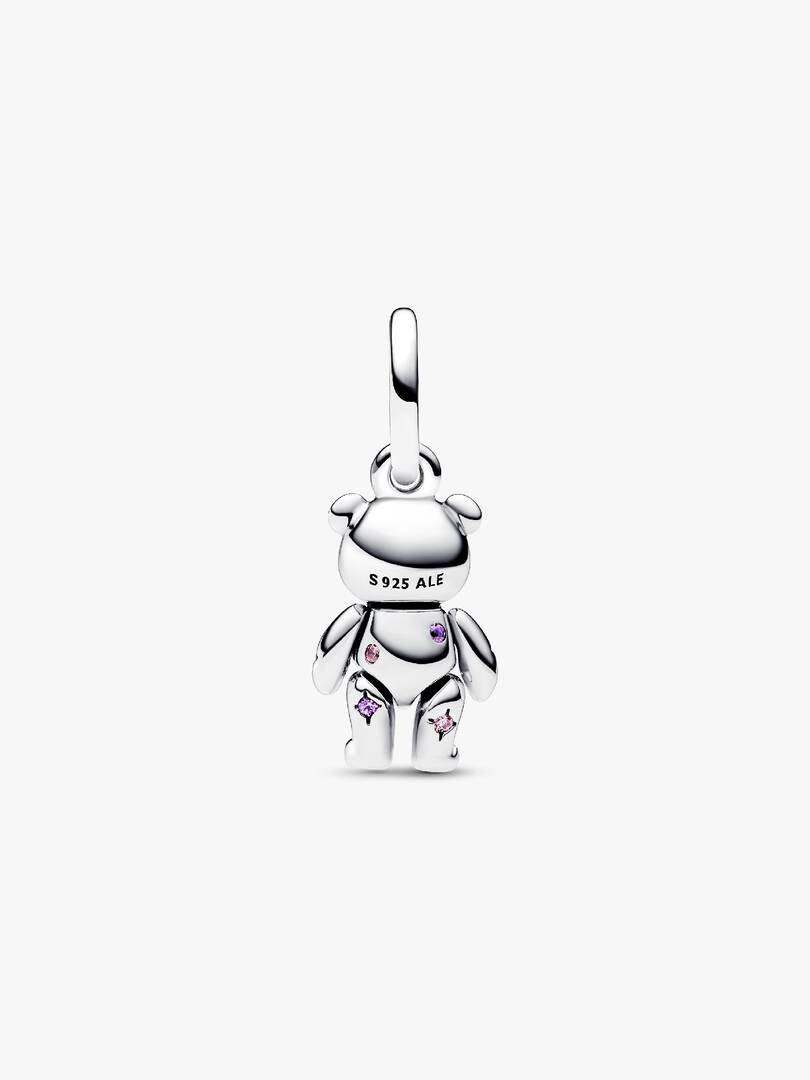 Movable Teddy Bear Dangle Charm Sterling silver