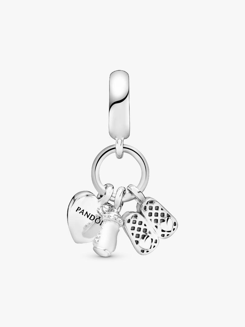 Baby Bottle and Shoes Dangle Charm Sterling silver