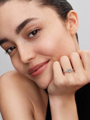Sparkling Wishbone Heart Ring Sterling silver