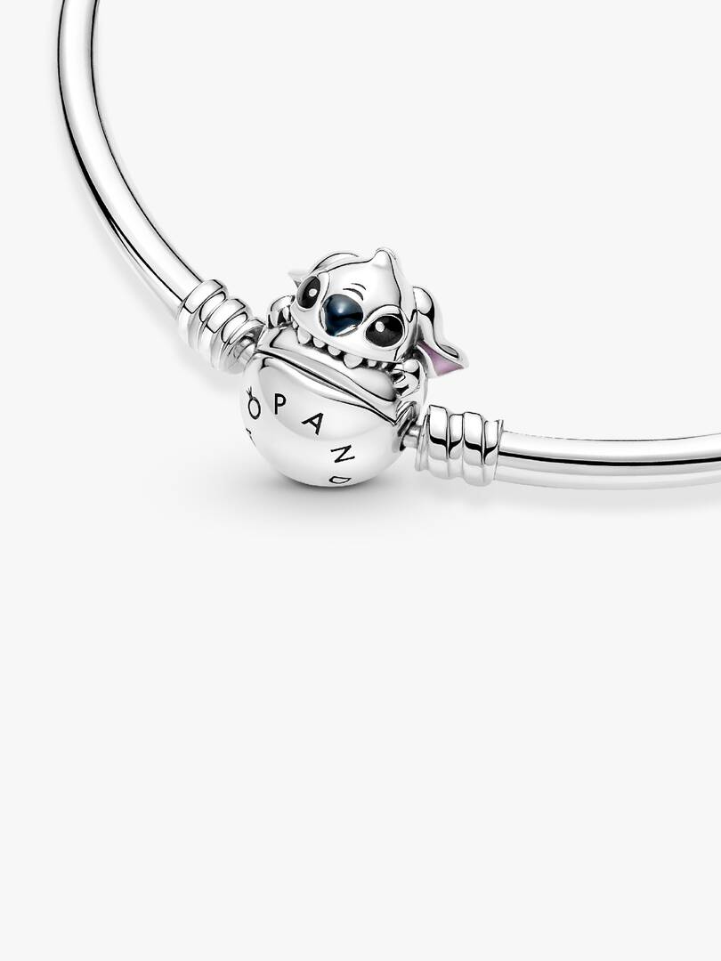 Pandora Moments Disney Stitch Biting Clasp Bangle Sterling silver