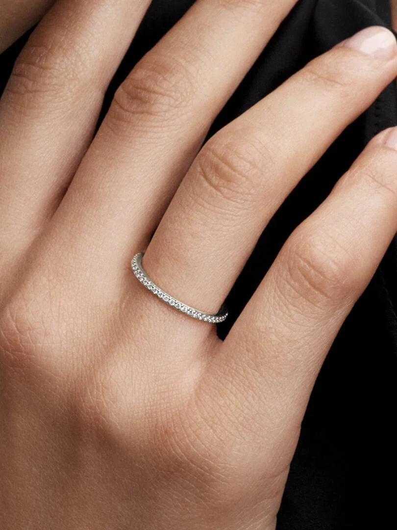 Pandora Era Lab-Grown Diamond Half Eternity Pavé Band Ring 0.11 ct TW, 14k white gold