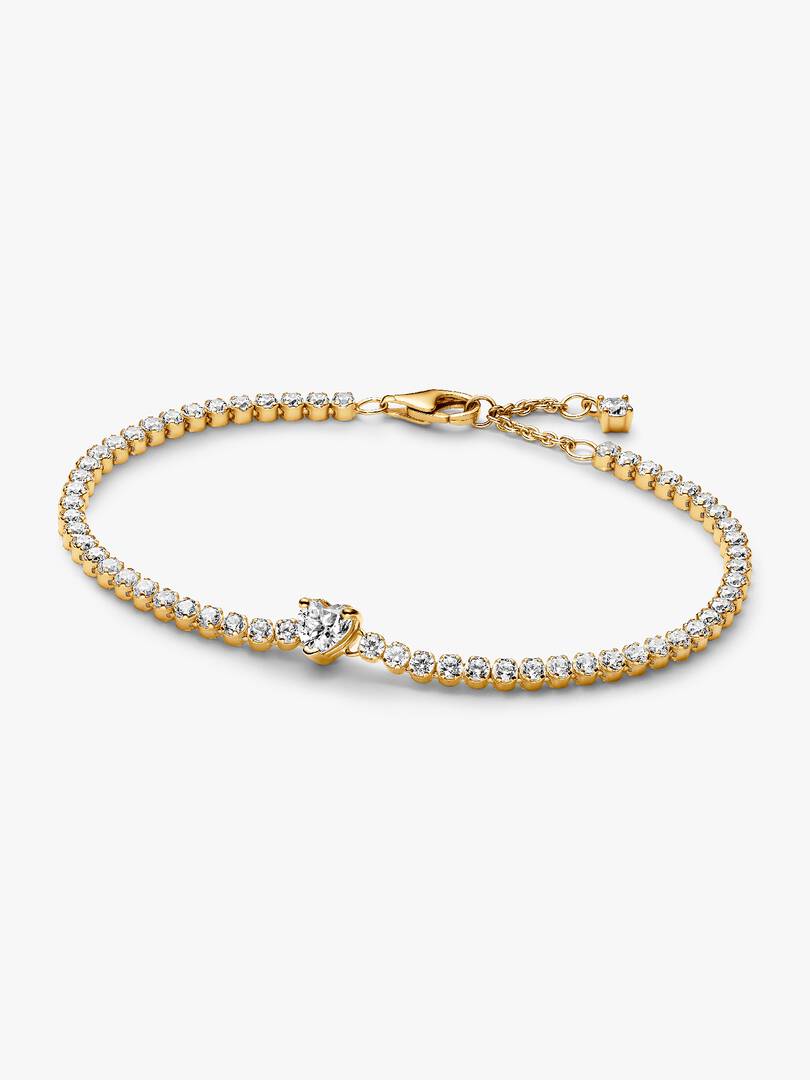 Sparkling Heart Tennis Bracelet 14k gold plating