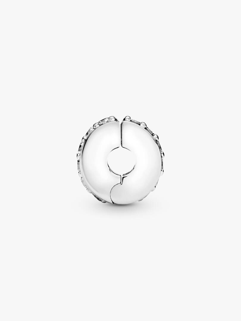 Clear Sparkling Row Clip Charm Sterling silver