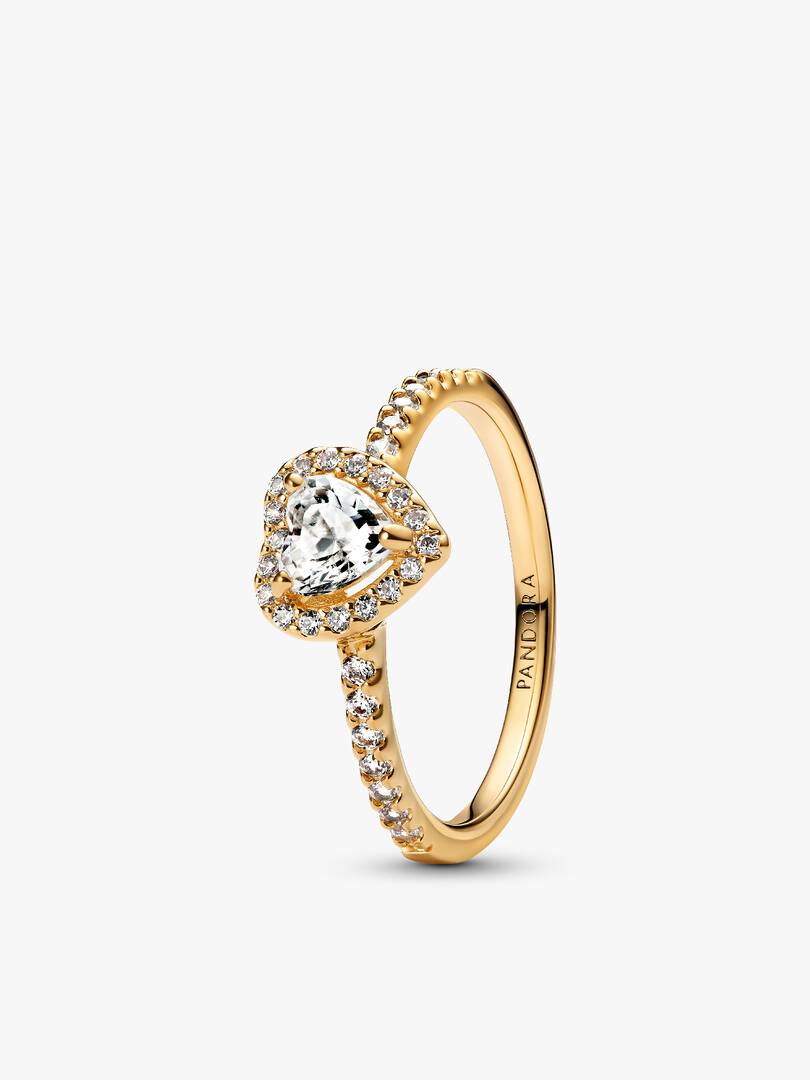 Playful Love Golden Elevated Heart Wishbone Ring Set 2 Quantity