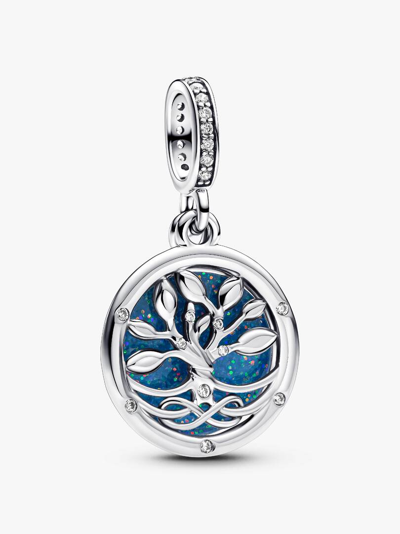 Glow-in-the-dark Infinity Tree Double Dangle Charm Sterling silver