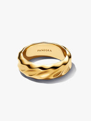 Rippled Wide Band Ring 14k gold plating