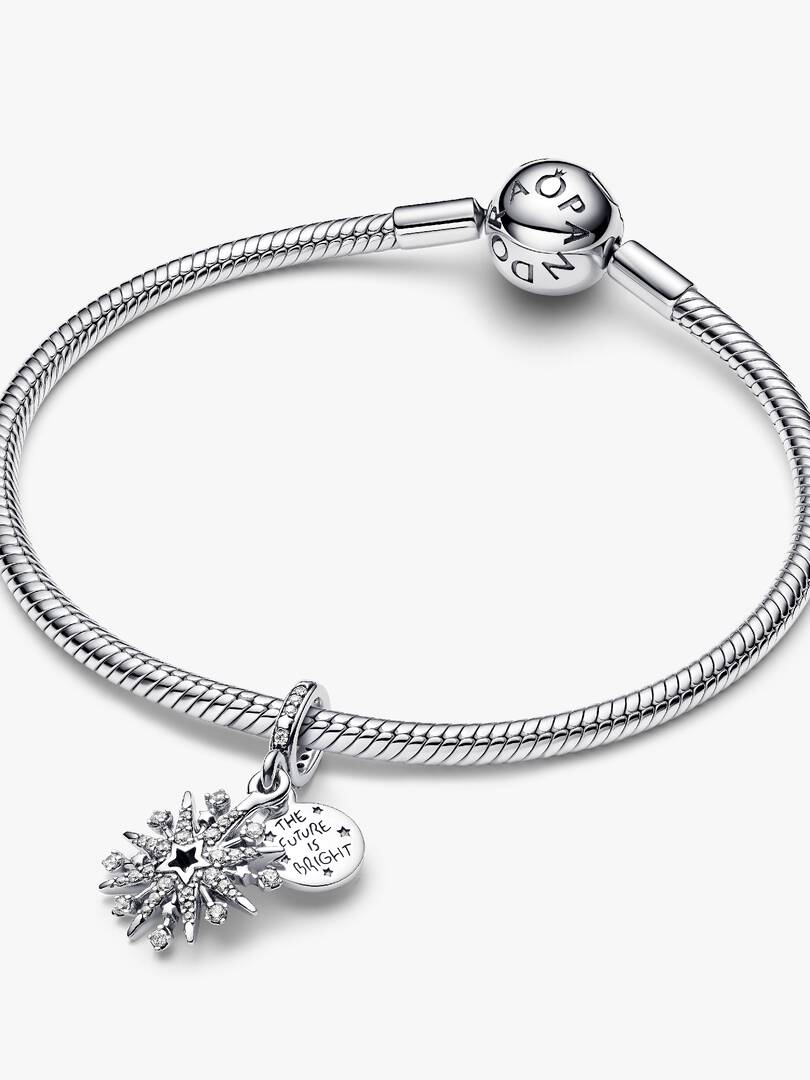 Sparkling Firework Double Dangle Charm Sterling silver