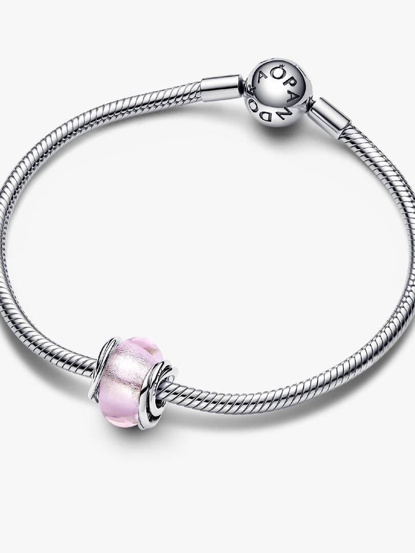 Encircled Pink Murano Glass Charm Sterling silver