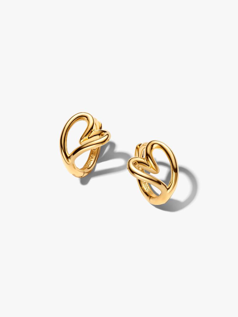 Organically Shaped Heart Small Hoop Earrings 14k gold plating