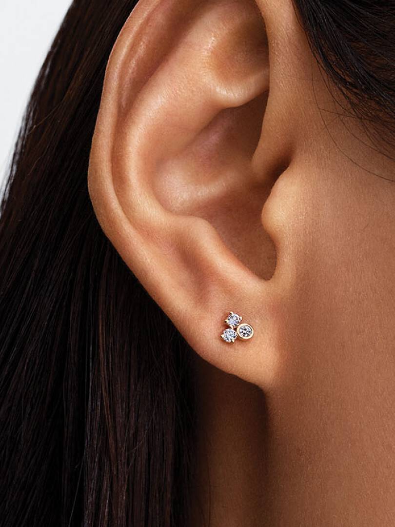 Pandora Era Lab-Grown Diamond Cluster Stud Earrings 0.19 ct TW, 14k gold
