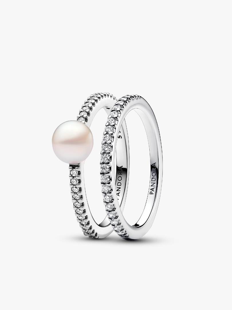 Treated Freshwater Cultured Pearl Ring Band Set 2 Quantity
