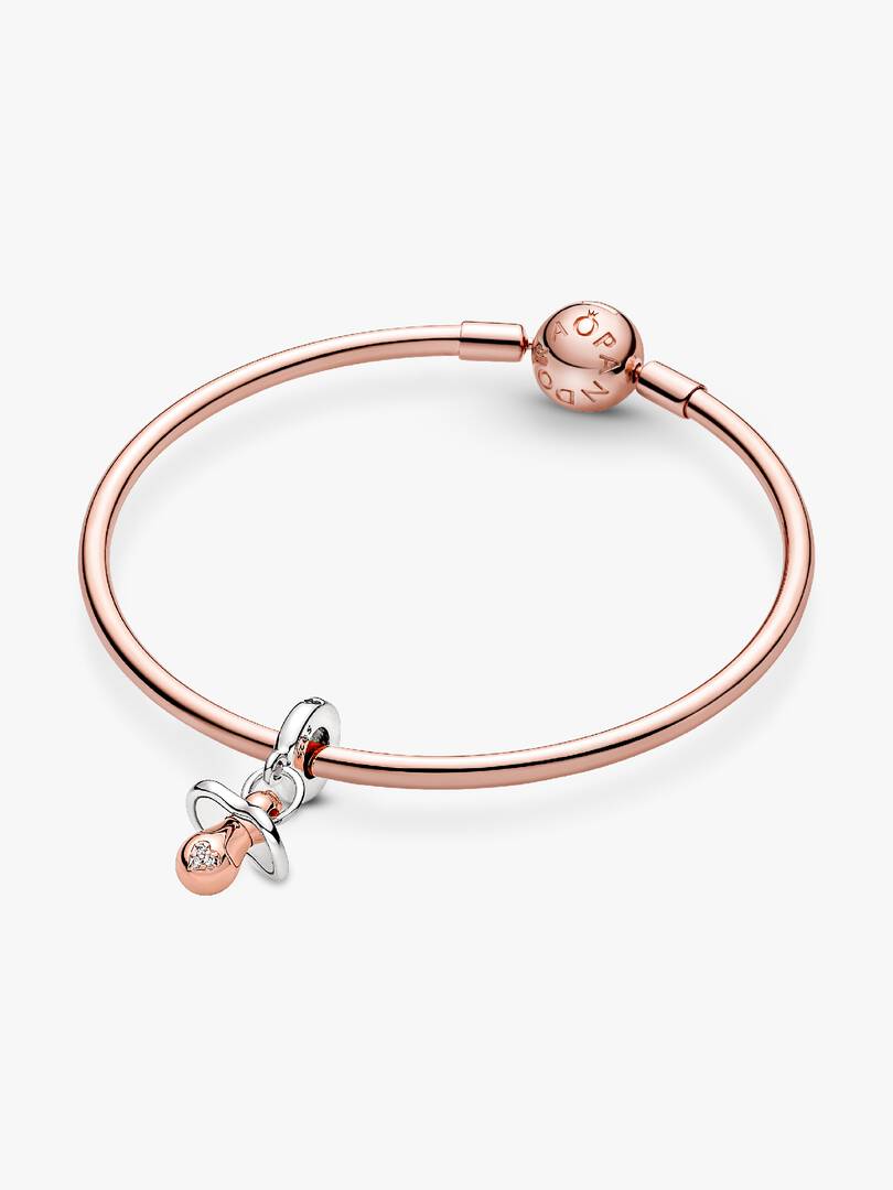 Baby Pacifier Dangle Charm Sterling silver, 14k rose gold plating