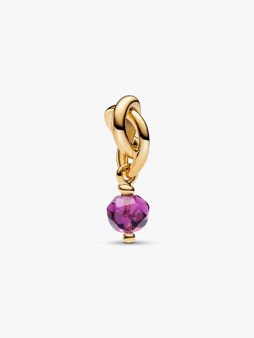 Faceted Purple Eternity Circle Dangle Charm 14k gold plating