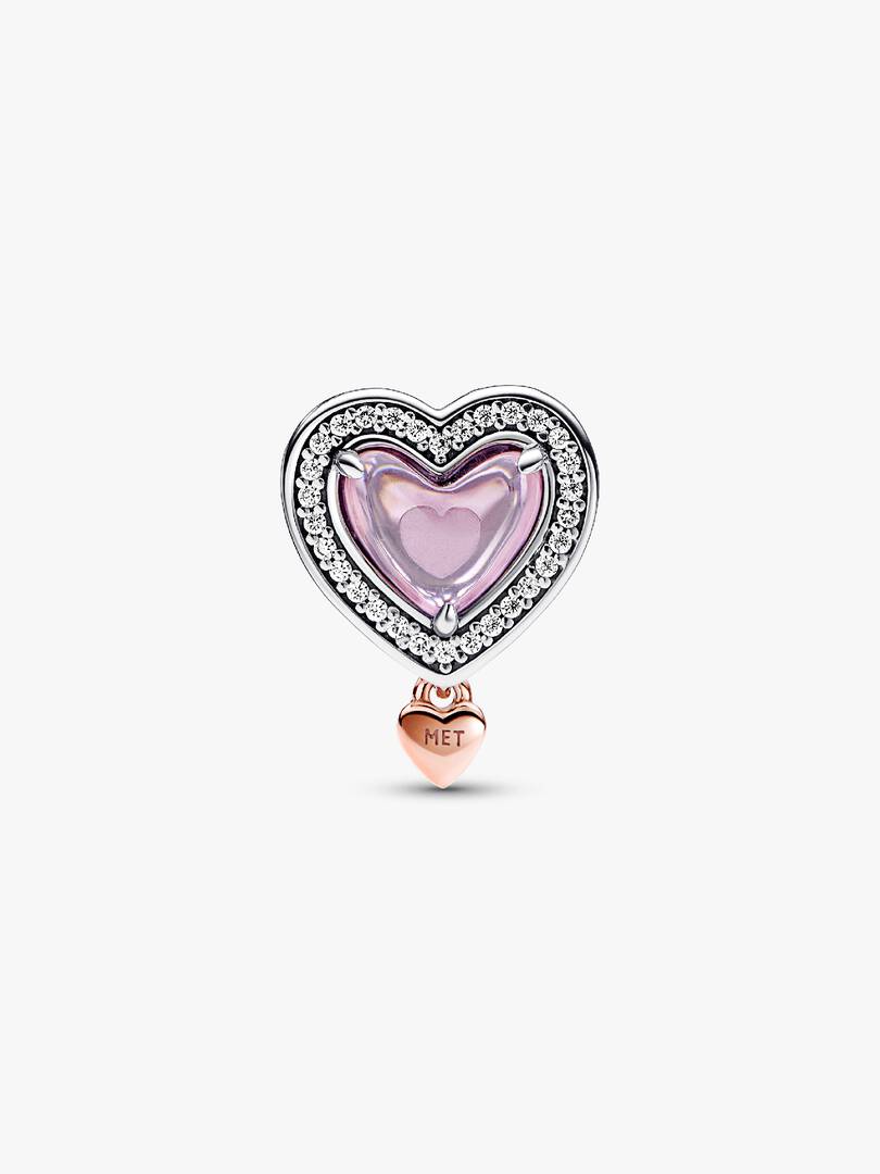 Two-tone Openwork Mom & Heart Charm Sterling silver, 14k rose gold plating