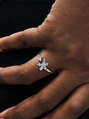 FINAL SALE - Sparkling Herbarium Cluster Open Ring Sterling silver
