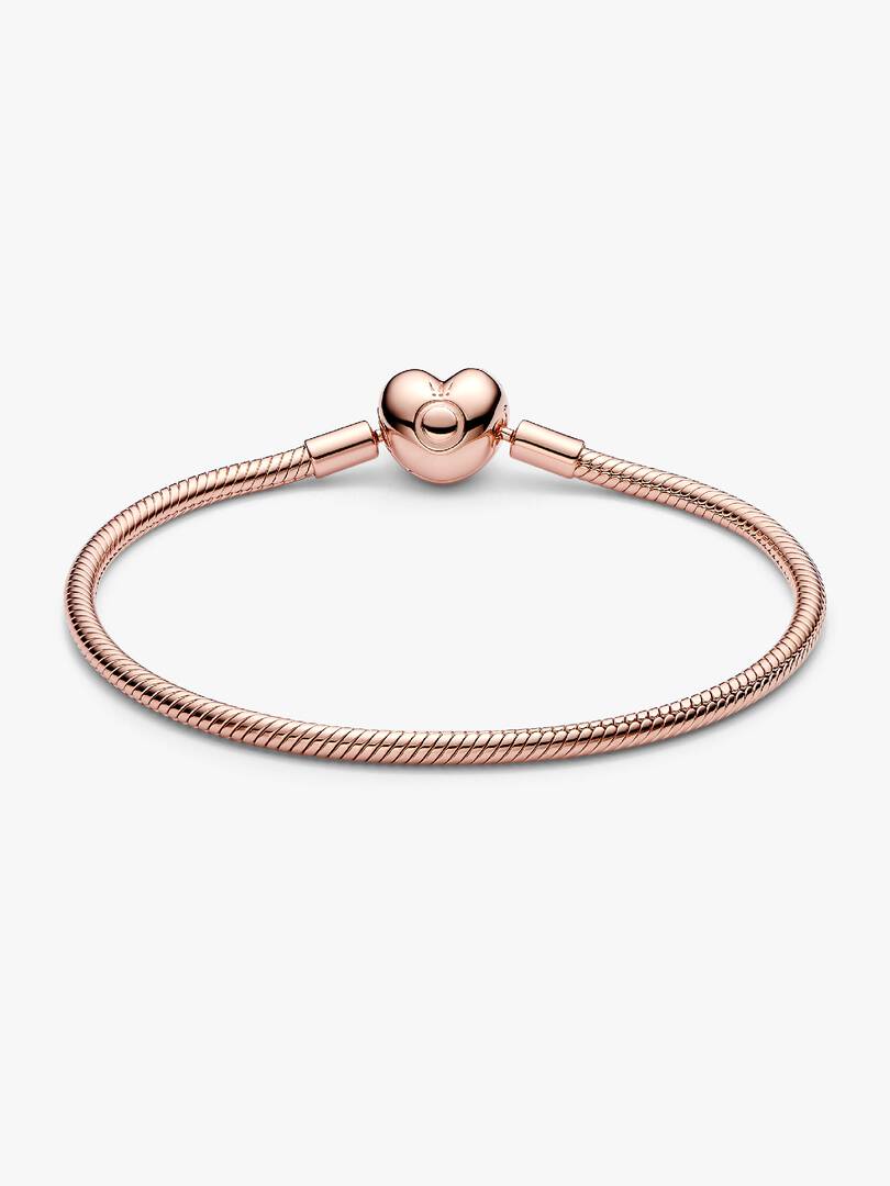 Pandora Moments Heart Clasp Snake Chain Bracelet 14k rose gold plating