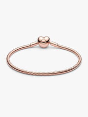 Pandora Moments Heart Clasp Snake Chain Bracelet 14k rose gold plating