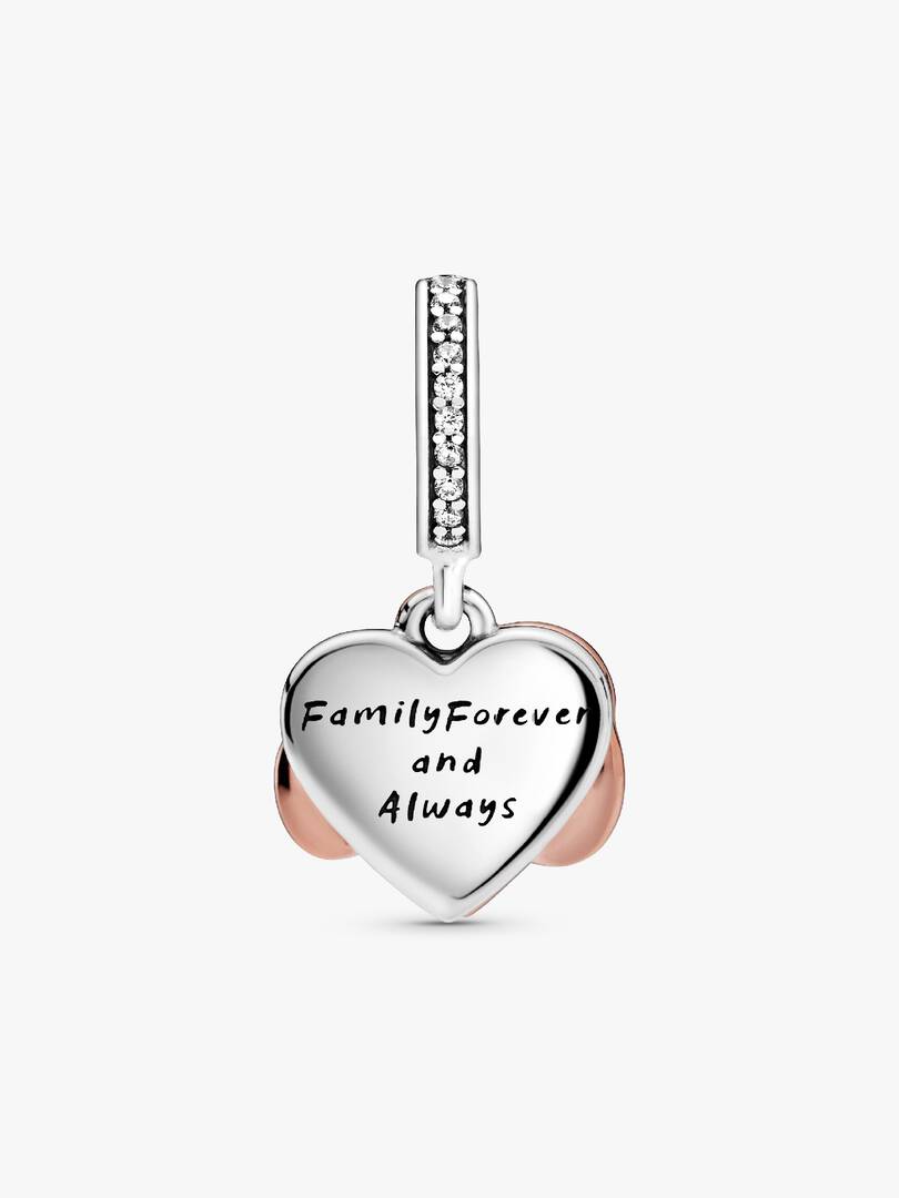 Sparkling Infinity Heart Dangle Charm Sterling silver, 14k rose gold plating