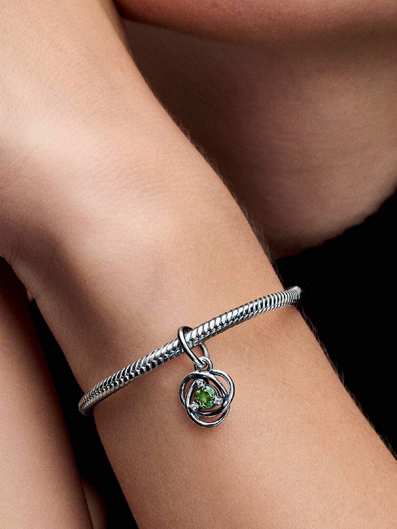 FINAL SALE - Spring Green Eternity Circle Dangle Charm Sterling silver