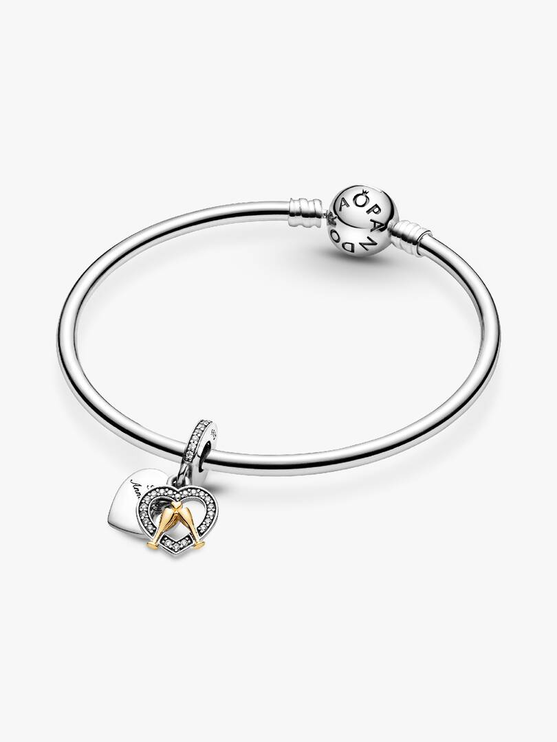 Two-tone Happy Anniversary Dangle Charm 14k gold, Sterling silver
