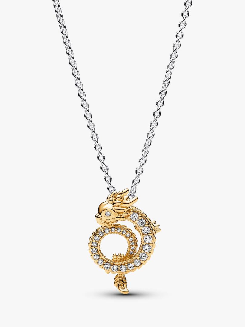 FINAL SALE - Dragon Collier Necklace Sterling silver, 14k gold plating