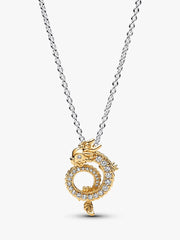 FINAL SALE - Dragon Collier Necklace Sterling silver, 14k gold plating
