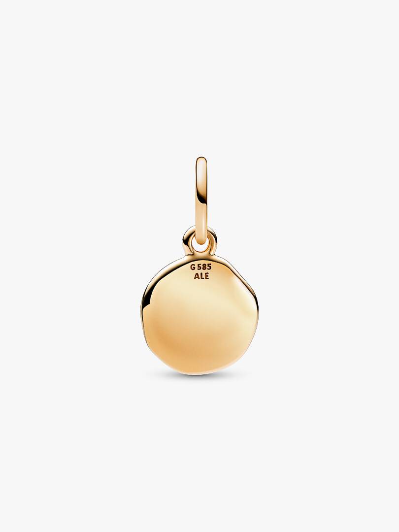 Sparkling Love Stamp Dangle Charm 14k gold