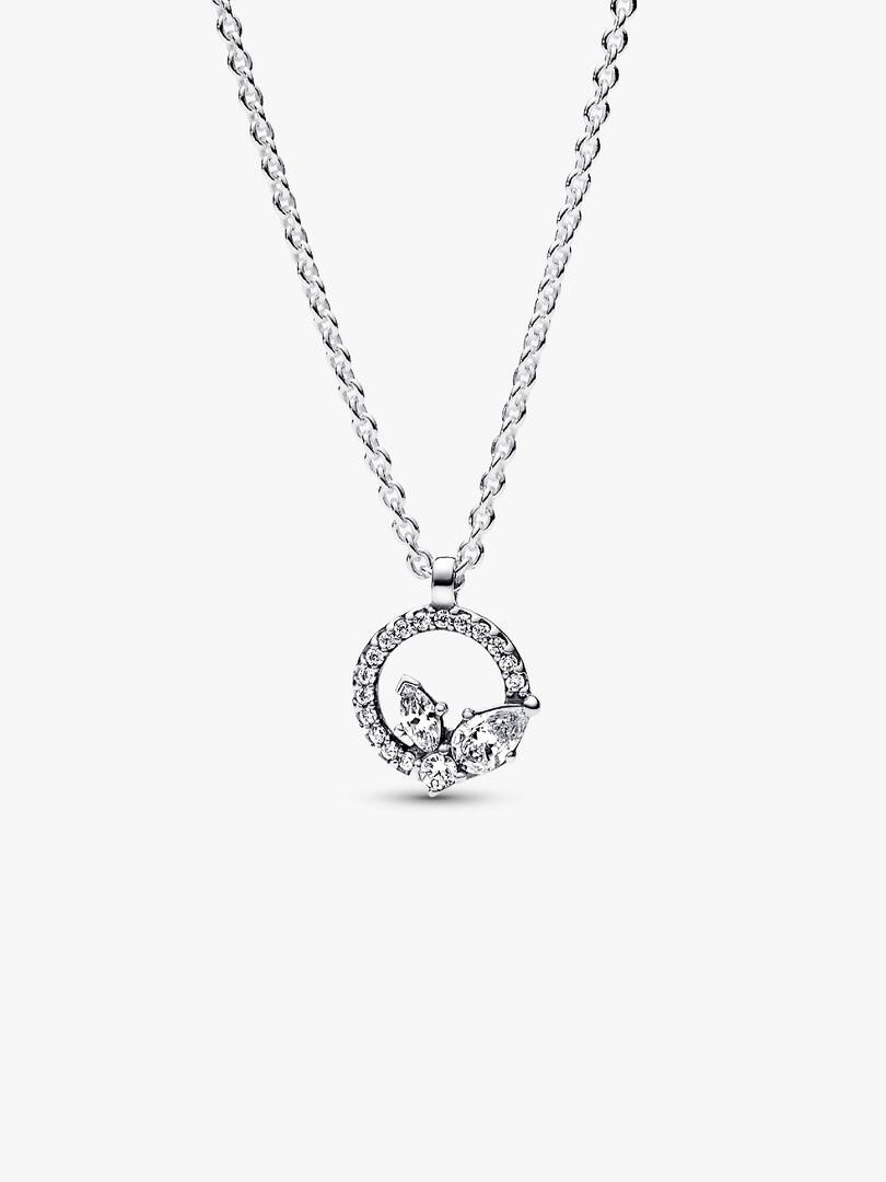 FINAL SALE - Sparkling Herbarium Circle & Cluster Pendant Necklace Sterling silver