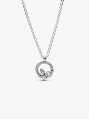 FINAL SALE - Sparkling Herbarium Circle & Cluster Pendant Necklace Sterling silver
