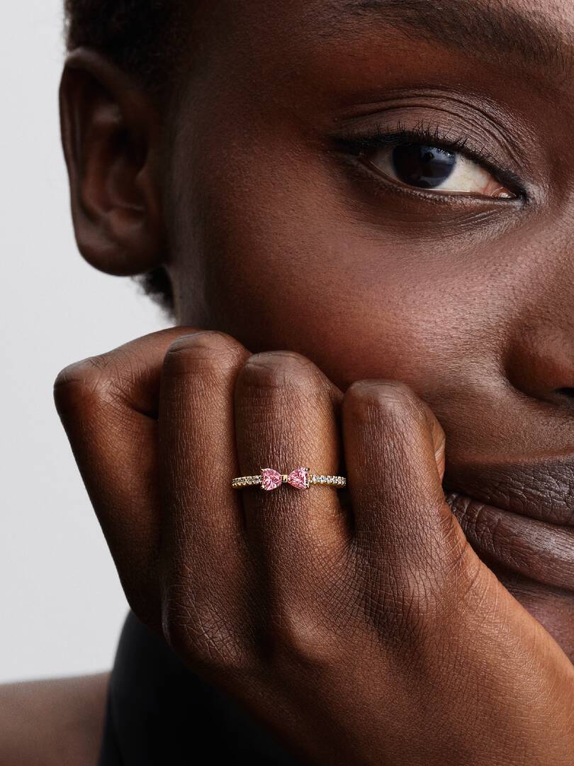 Sparkling Pink Bow Ring 14k gold plating