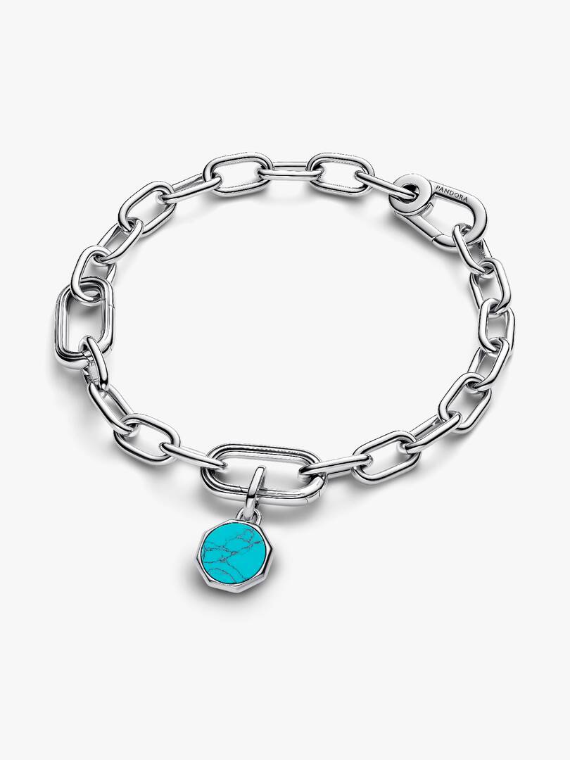 Turquoise-colored Engravable Mini Medallion Charm Sterling silver