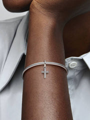 Sparkling Cross Dangle Charm Sterling silver