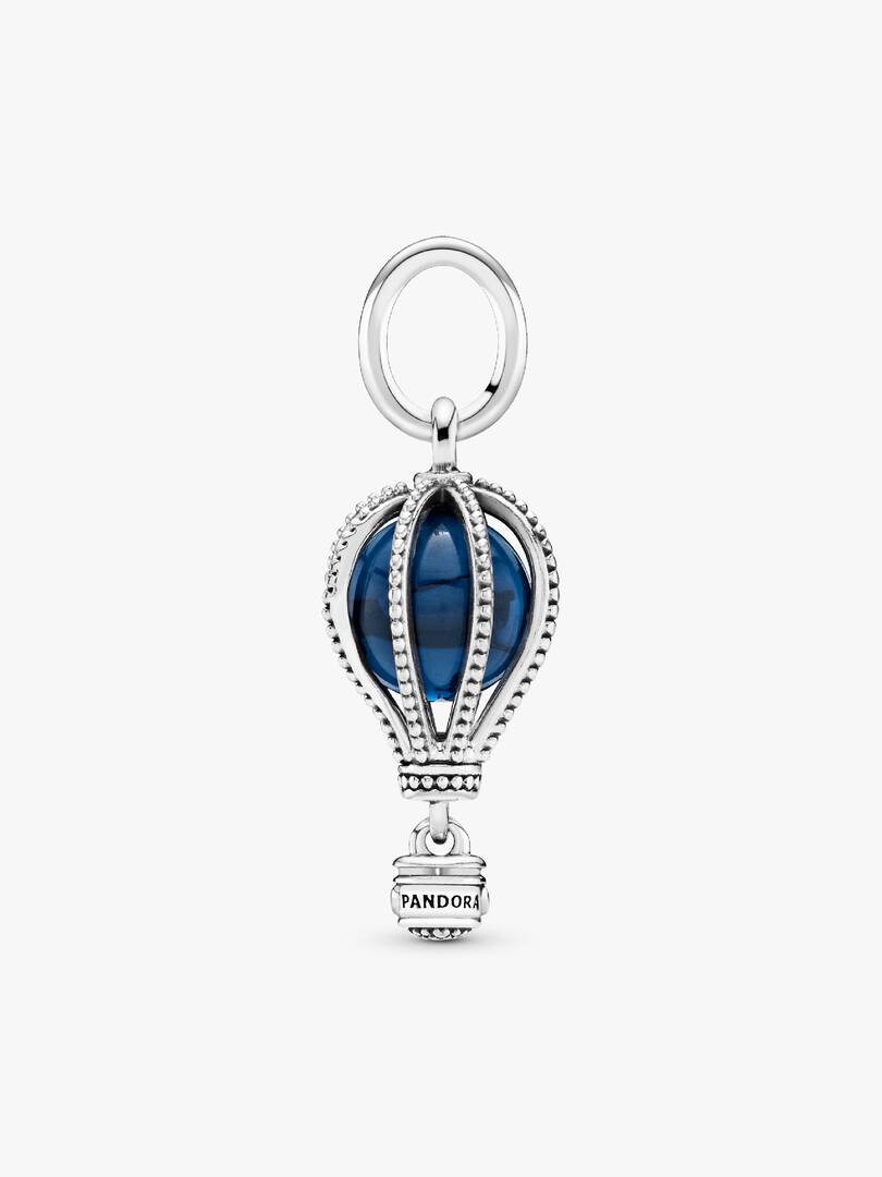 FINAL SALE - Blue Hot Air Balloon Travel Charm Sterling silver