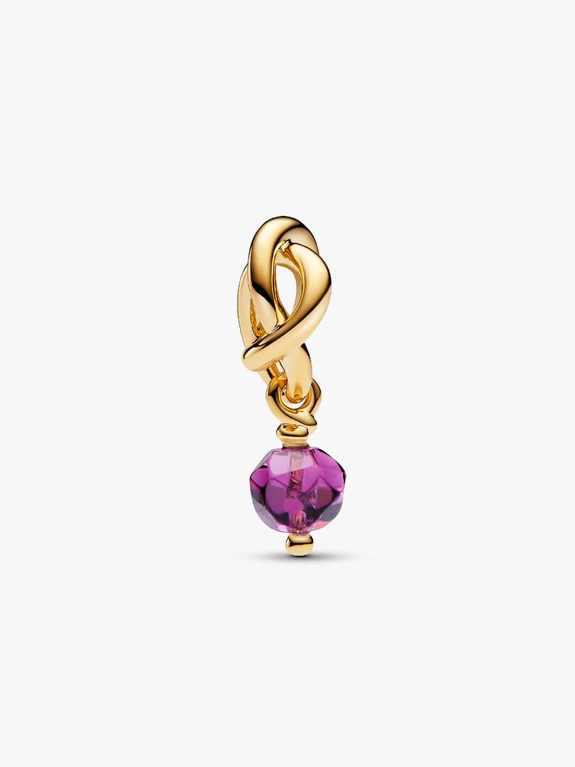 Faceted Purple Eternity Circle Dangle Charm 14k gold plating