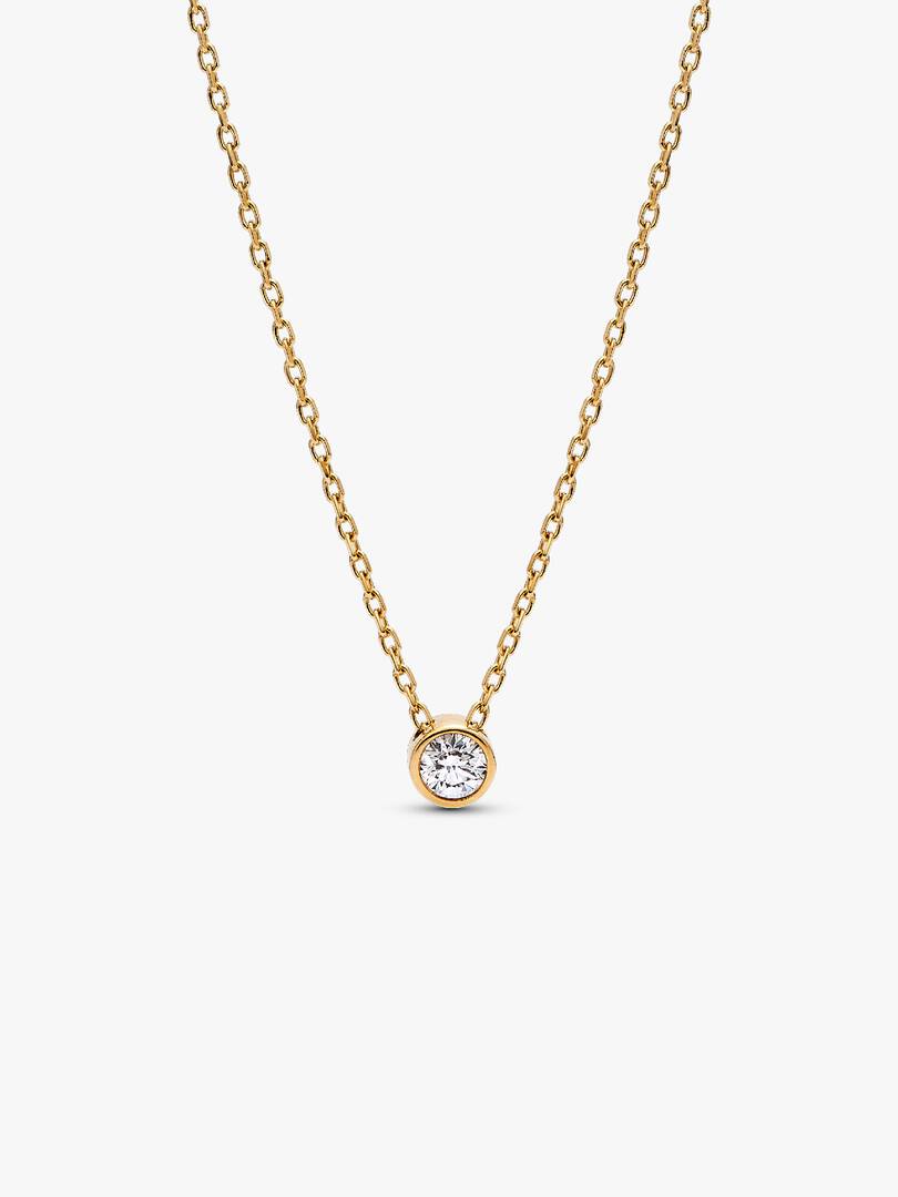 Pandora Era Bezel 14k Gold Lab-grown Diamond Pendant Necklace 0.15 ct TW, 14k gold